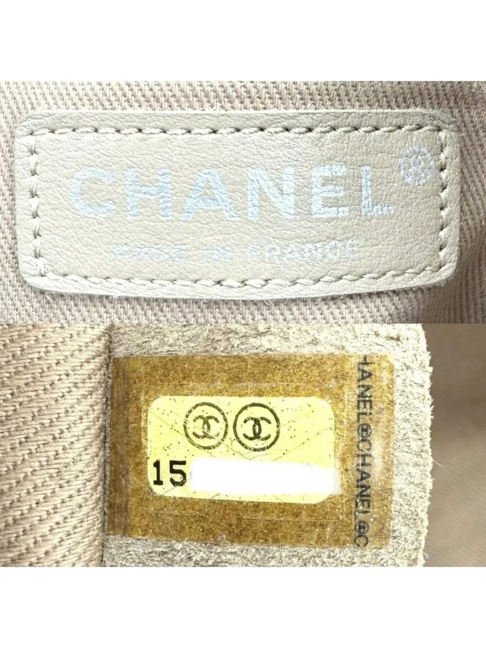 Chanel 2-Way Quilted Shoulder Bag CC Logo Crossbody Wool Leather Gray Silver